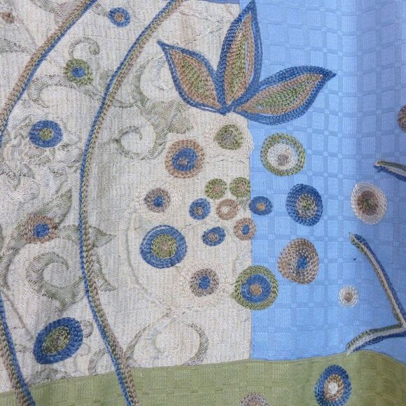 Indigo Moon Jacket Women L Blue Green Patchwork Embroidered Lined VTG Boho Artsy - Picture 13 of 14